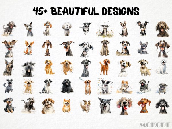 Funny Dog Breeds Clipart 45 Png, Cute Caricature pet, Quirky Puppies Watercolor, Angry Dog, Cartoon Animal, Digital Download Prints, Sticker - Image 4