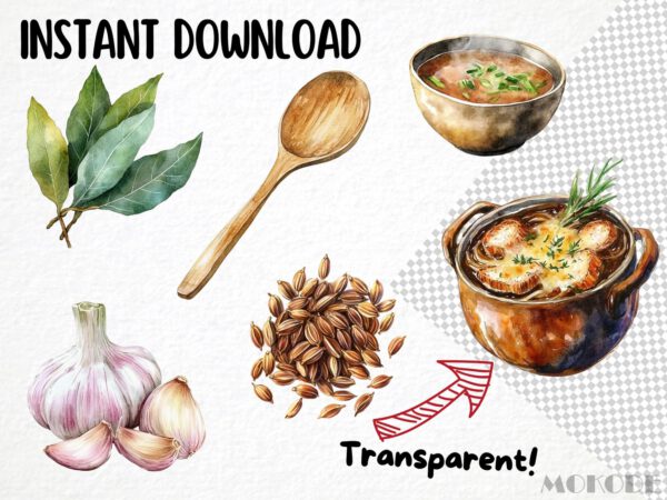 Watercolor Good Soup Clipart 54 Png, Kitchen Graphics, Tomato Vegetable Food Art, Ramen, Chicken Noodle Soup Digital Prints, Commercial Use - Image 6
