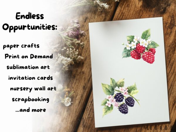 Watercolor Fruit Blossoms Clipart 24 Png, Apple Illustration, Fruit Flower Collection, Summer Berry Instant Digital Download, Card Making - Image 7