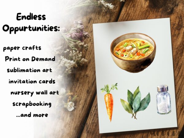 Watercolor Good Soup Clipart 54 Png, Kitchen Graphics, Tomato Vegetable Food Art, Ramen, Chicken Noodle Soup Digital Prints, Commercial Use - Image 7