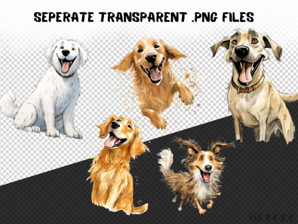 Funny Dog Breeds Clipart 45 Png, Cute Caricature pet, Quirky Puppies Watercolor, Angry Dog, Cartoon Animal, Digital Download Prints, Sticker - Image 6