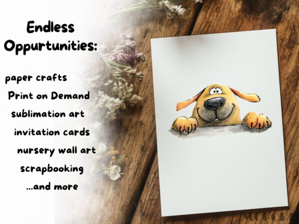 Funny Peeking Animals Clipart Bundle 42 Png, Watercolor Dog, Cat Portrait, Quirky Cartoon Pet Face Illustration, Commercial Use, Digital art - Image 7