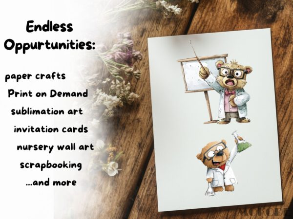Funny Teddy Clipart 24 Png, Cute Caricature Woodland Animals Art, Quirky Brown Bear Watercolor, Cartoon Teddy Digital Prints, Sublimation - Image 7