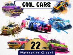 Cool Cars Clipart 22 Png, Race Car Color Splash Tshirt Design Clipart, POD Boys T shirt Graphics, Fast Racing Car Watercolor, Commercial Use