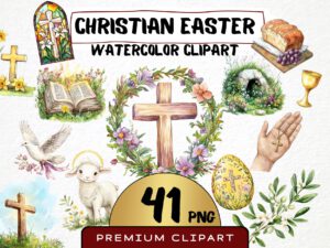 Christian Easter Clipart 41 Png, Watercolor New Testament Jesus Christ is Risen, Religious Holiday, Cross Art, Bible Resurrection Sunday