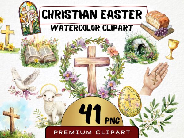 Christian Easter Clipart 41 Png, Watercolor New Testament Jesus Christ is Risen, Religious Holiday, Cross Art, Bible Resurrection Sunday