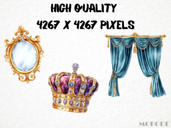 Watercolor King's Palace Clipart 64 Png, Royale Kingdom Clipart Fantasy King, Cute Princess Clipart Instant Download Crown Png, Junk Journal - Image 2