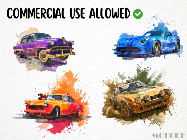 Cool Cars Clipart 22 Png, Race Car Color Splash Tshirt Design Clipart, POD Boys T shirt Graphics, Fast Racing Car Watercolor, Commercial Use - Image 5