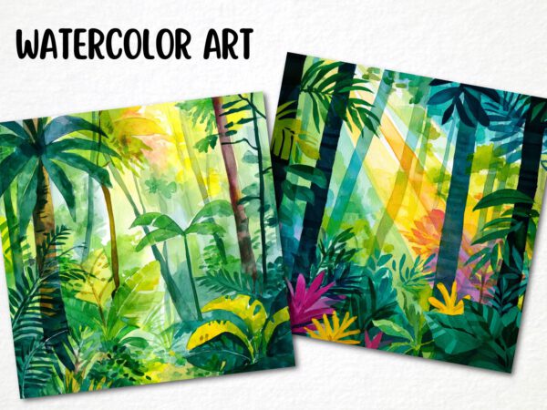 20 High Quality Watercolor Vibrant Jungle Designs Png, Amazon Rainforest Illustration, Scrapbook, Wall Art, Digital Download, Commercial Use - Image 5