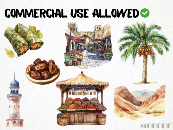 Watercolor Ancient Middle East Clipart 72 Png, Egypt Pyramid Illustration, Camel, Clay Pot, Digital Prints, Instant Download, Scrapbooking - Image 4