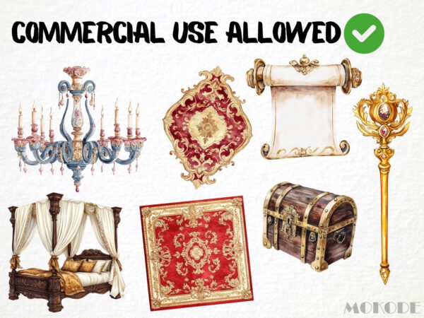 Watercolor King's Palace Clipart 64 Png, Royale Kingdom Clipart Fantasy King, Cute Princess Clipart Instant Download Crown Png, Junk Journal - Image 4