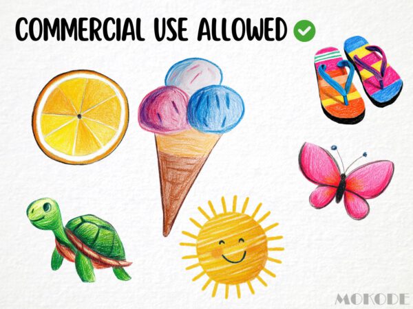Cute Kids Summer Clipart 54 Png, Ice Cream Illustration, Sunshine Fruits, Beach Fun, Nursery Tropical Art,  Digital Prints, Commercial Use - Image 5