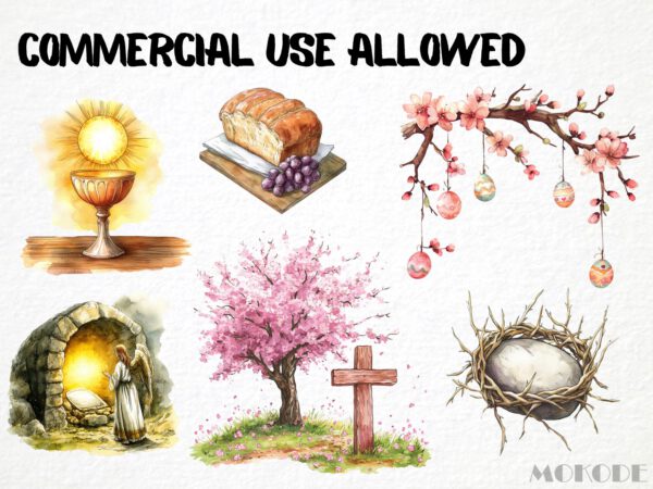 Christian Easter Clipart 41 Png, Watercolor New Testament Jesus Christ is Risen, Religious Holiday, Cross Art, Bible Resurrection Sunday - Image 4