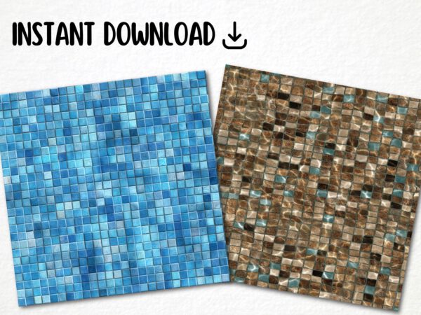 40 High Quality Swimming Pool Patterns Png, Seamless Summer Pool Digital Paper, Blue Water Pattern, Beach Digital Download, Commercial Use - Image 6