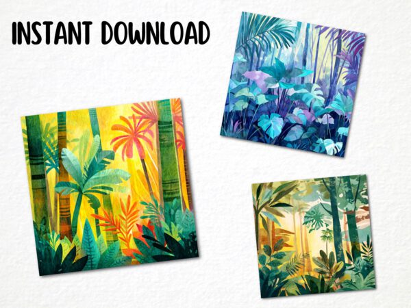 20 High Quality Watercolor Vibrant Jungle Designs Png, Amazon Rainforest Illustration, Scrapbook, Wall Art, Digital Download, Commercial Use - Image 4