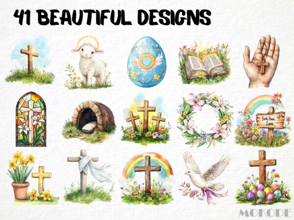 Christian Easter Clipart 41 Png, Watercolor New Testament Jesus Christ is Risen, Religious Holiday, Cross Art, Bible Resurrection Sunday - Image 3