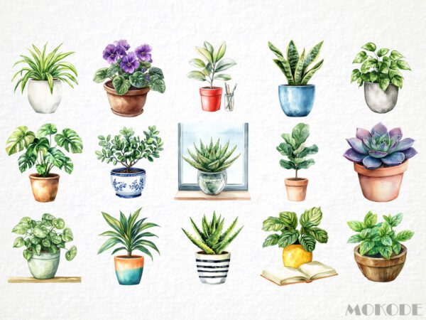 Plant Lover Clipart 62 Png,  Watercolor Homegrown Plants, Tulip Flower, Herbs Botanical Healthy Art, Vegan Life Digital Art Commercial Use - Image 4