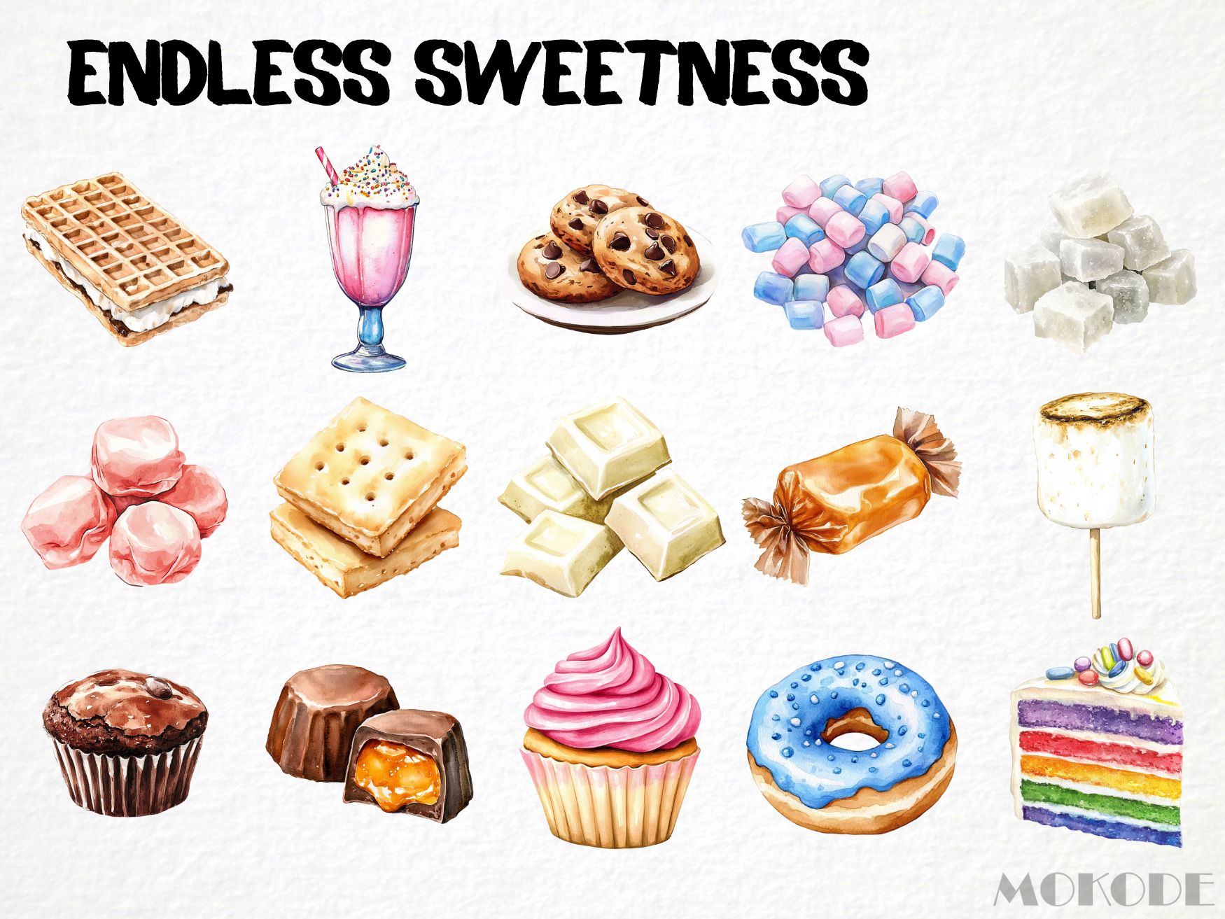 Watercolor Sweet Treats Clipart 86 Png, Cakes & Cookies Illustrations Chocolate Art, Birthday Cake, Ice Cream Digital Prints, Commercial Use - Image 4
