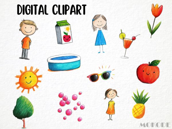 Cute Kids Summer Clipart 54 Png, Ice Cream Illustration, Sunshine Fruits, Beach Fun, Nursery Tropical Art,  Digital Prints, Commercial Use - Image 4