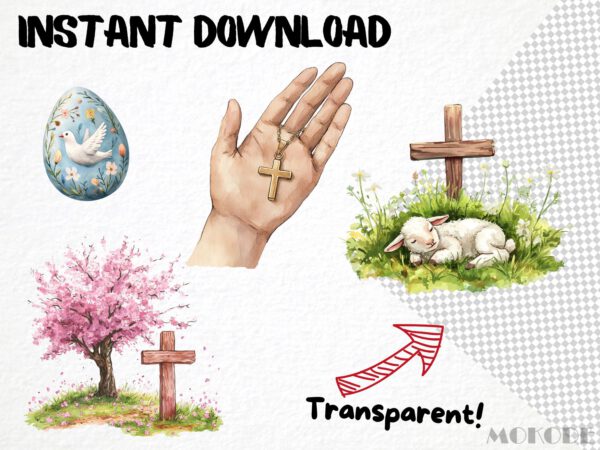 Christian Easter Clipart 41 Png, Watercolor New Testament Jesus Christ is Risen, Religious Holiday, Cross Art, Bible Resurrection Sunday - Image 5