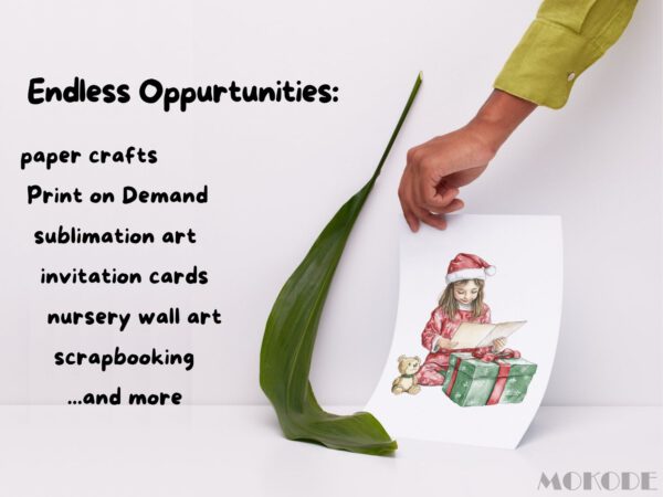 Watercolor Christmas Family Clipart 39 Png, Christmas Eve Presents Opening, Santa Xmas Tree, Invitation Card Making, Commercial Use - Image 5