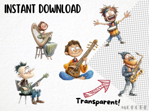 Funny Musical Animals Clipart 38 Png, Cute Animals Playing Guitar, Silly Band, Cartoon Dog, Nursery Music, Digital Art, Scrapbooking, Prints - Image 5