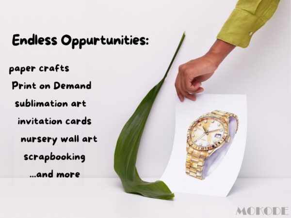 Accessories Clipart 60 Png, Luxury Items Watercolor Fashion Illustration, Girly Jewelry, Watch Clipart, Learning Material, Digital Download - Image 6