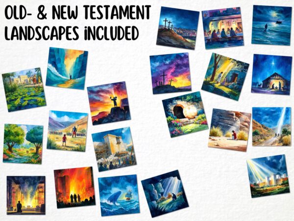 Bible Landscapes 98 Png, Watercolor Old and New Testament Jesus Christ, Bible Stories Christian Scenes, Clipart Religious Sunday School Art - Image 6