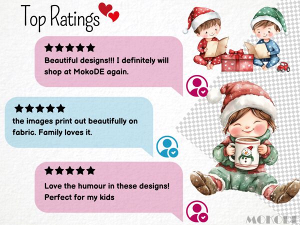 Watercolor Christmas Kids Clipart 21 Png, Christmas Eve Presents Opening, Santa Xmas Tree, Invitation Card Making, Commercial Use - Image 6