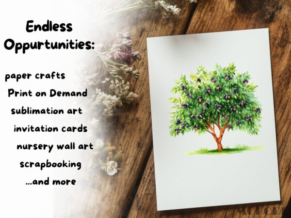 Fruit Trees Clipart 39 Png, Watercolor Summer Fruits Garden, Home Grown Apple Tree Instant Download, Scrapbook, Digital Art Commercial Use - Image 7