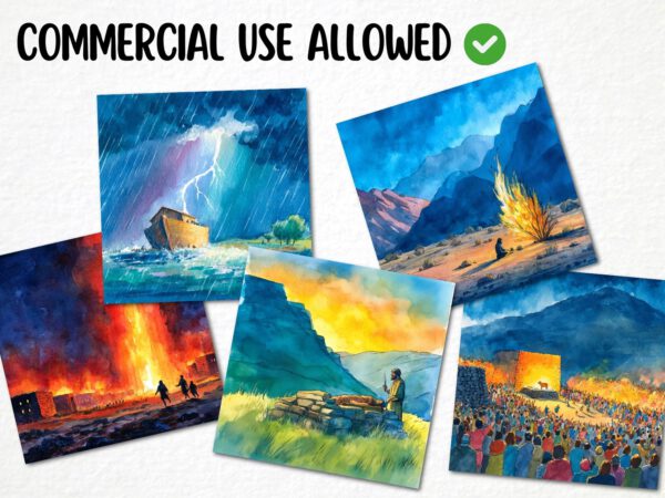 Bible Landscapes 98 Png, Watercolor Old and New Testament Jesus Christ, Bible Stories Christian Scenes, Clipart Religious Sunday School Art - Image 7