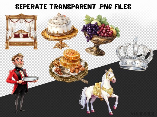 Watercolor King's Palace Clipart 64 Png, Royale Kingdom Clipart Fantasy King, Cute Princess Clipart Instant Download Crown Png, Junk Journal - Image 8