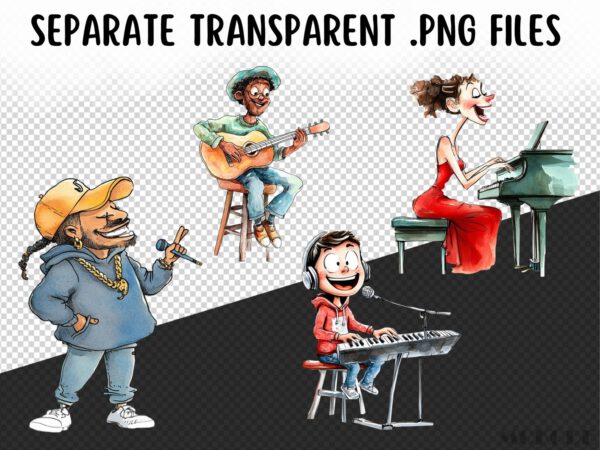 Funny Musical Animals Clipart 38 Png, Cute Animals Playing Guitar, Silly Band, Cartoon Dog, Nursery Music, Digital Art, Scrapbooking, Prints - Image 9