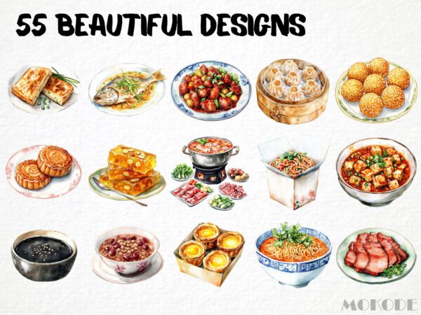 Watercolor Chinese Food Clipart 62 Png, Asian Kitchen Graphics, Rice China Food, Bubble Tee, Baozi Art, Digital Prints, Commercial Use - Image 3